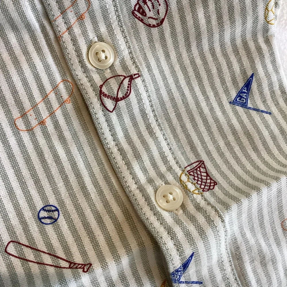 Baby GAP Collared Button Down Long Sleeve Shirt Baseball Football Basketball